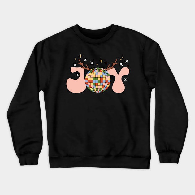 Retro Disco Ball Christmas Joy Crewneck Sweatshirt by BadDesignCo